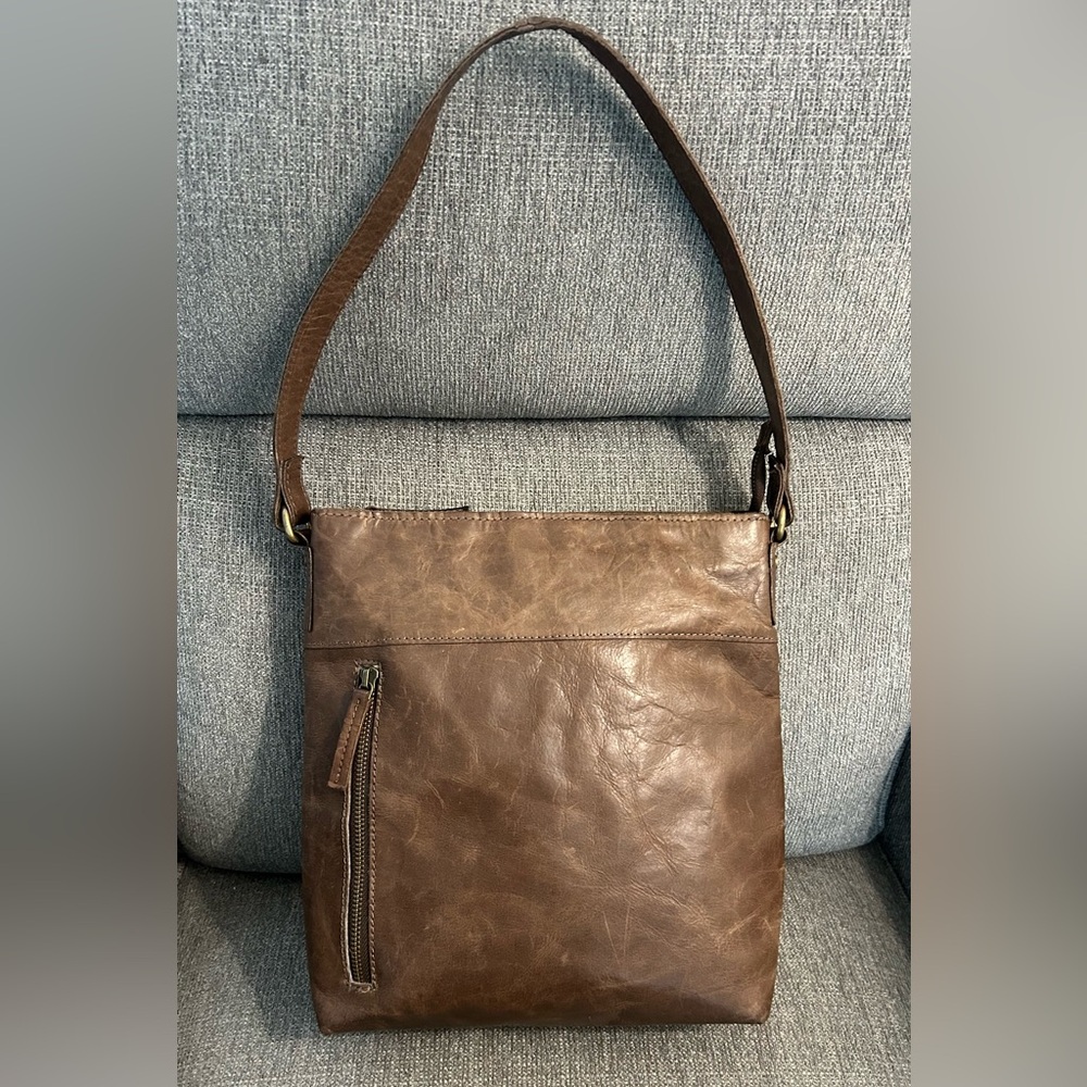 North Style Brown Leather Shoulder Bag